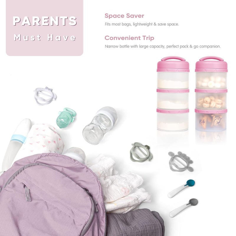 Termichy Stackable Formula Dispenser Portable Milk Powder Container, 2 Pack, Baby Pink - Image 4